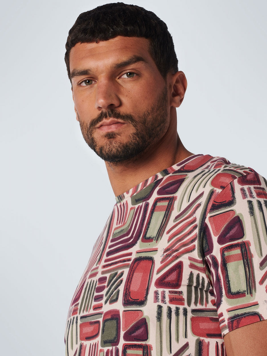 T-Shirt Crewneck Allover Printed Stretch | Old Pink