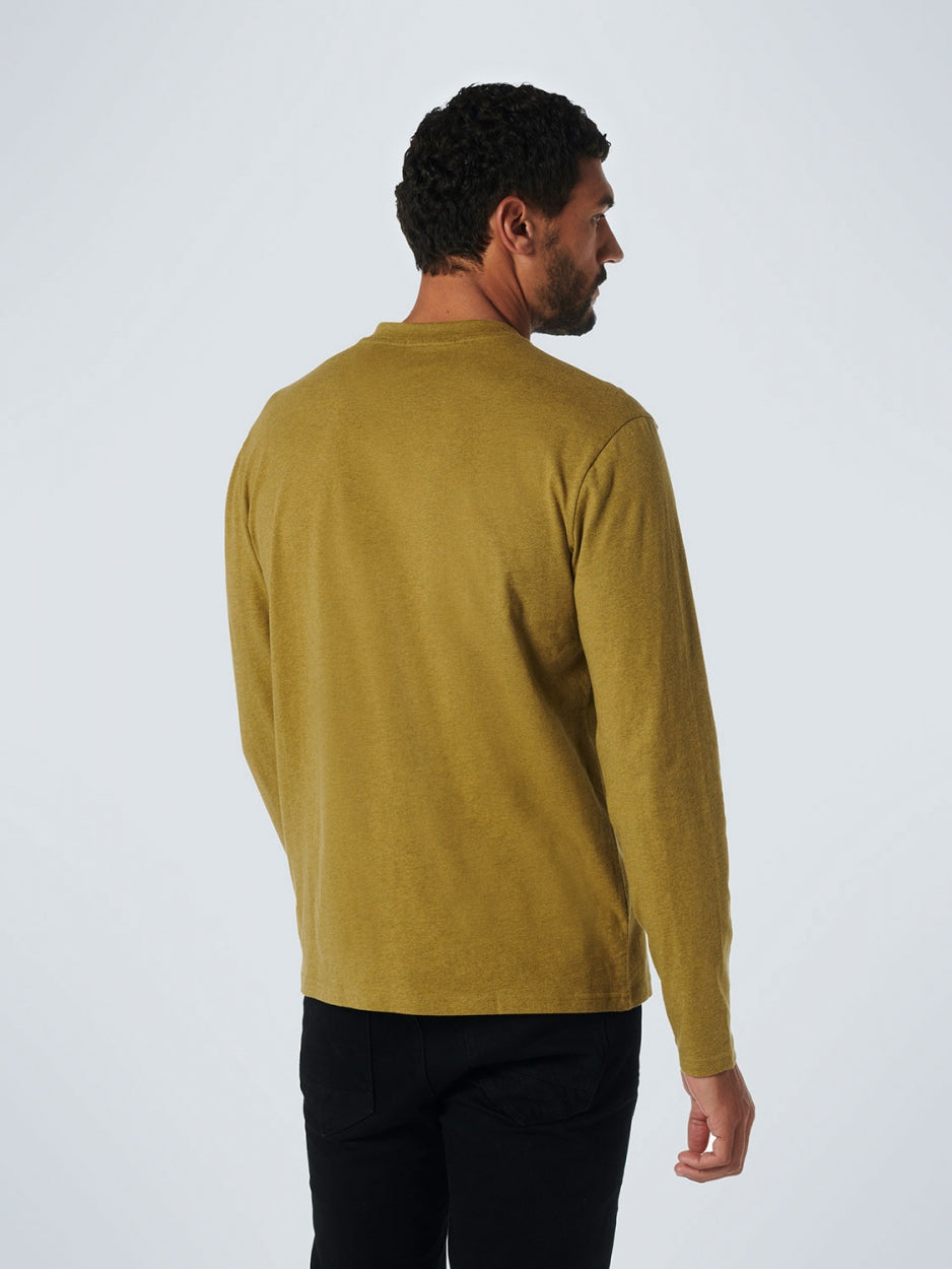 T-Shirt Long Sleeve Granddad Melange | Olive