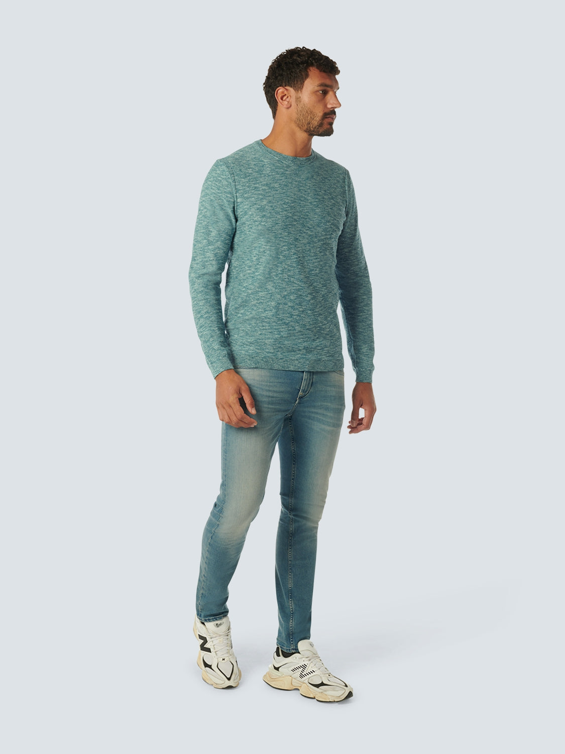 Pullover Crewneck 2 Coloured Melange | Pacific