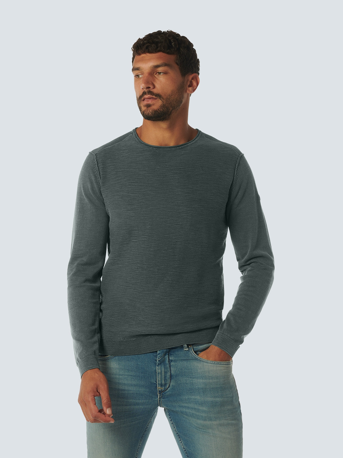 Pullover Crewneck Garment Dyed + Stone Washed | Dark Steel