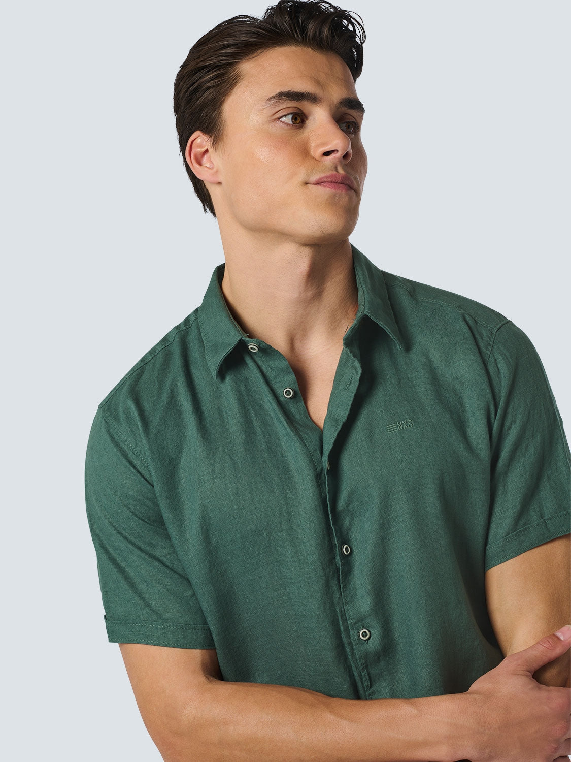 Shirt Short Sleeve Linen Solid | Steel