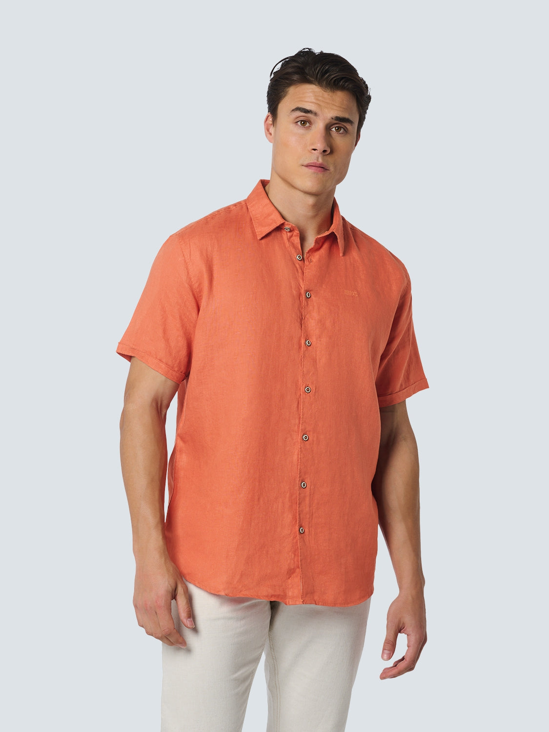 Shirt Short Sleeve Linen Solid | Melon