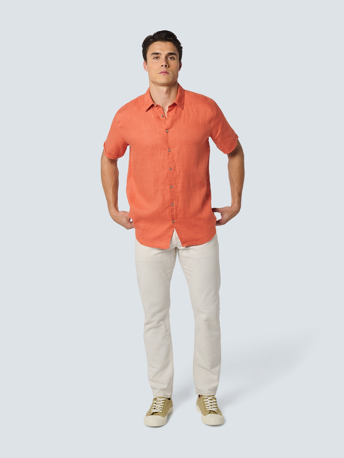Shirt Short Sleeve Linen Solid | Melon