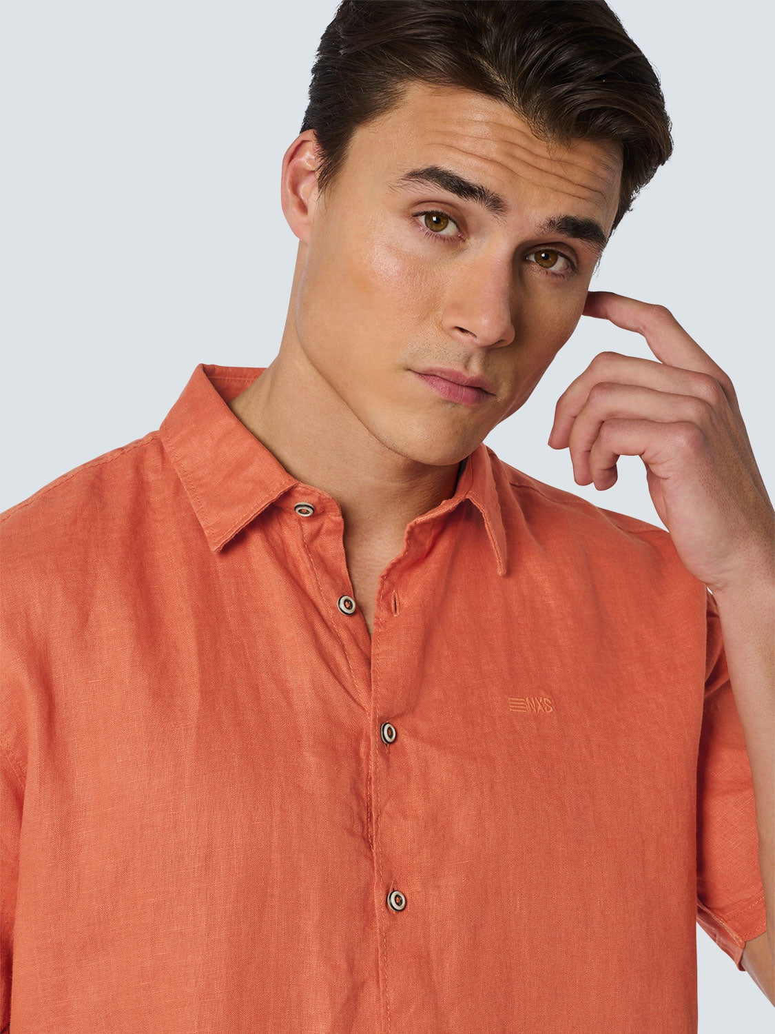 Shirt Short Sleeve Linen Solid | Melon