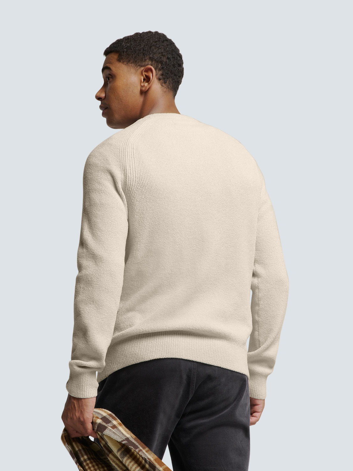 Round Neck Pullover: Rib Knit Structure and Super Soft Touch | Cement