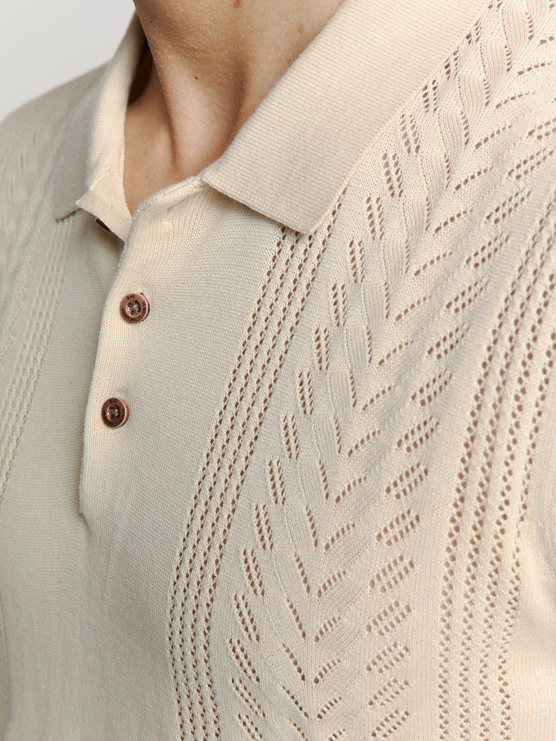 Jacquard short sleeve polo | Sand