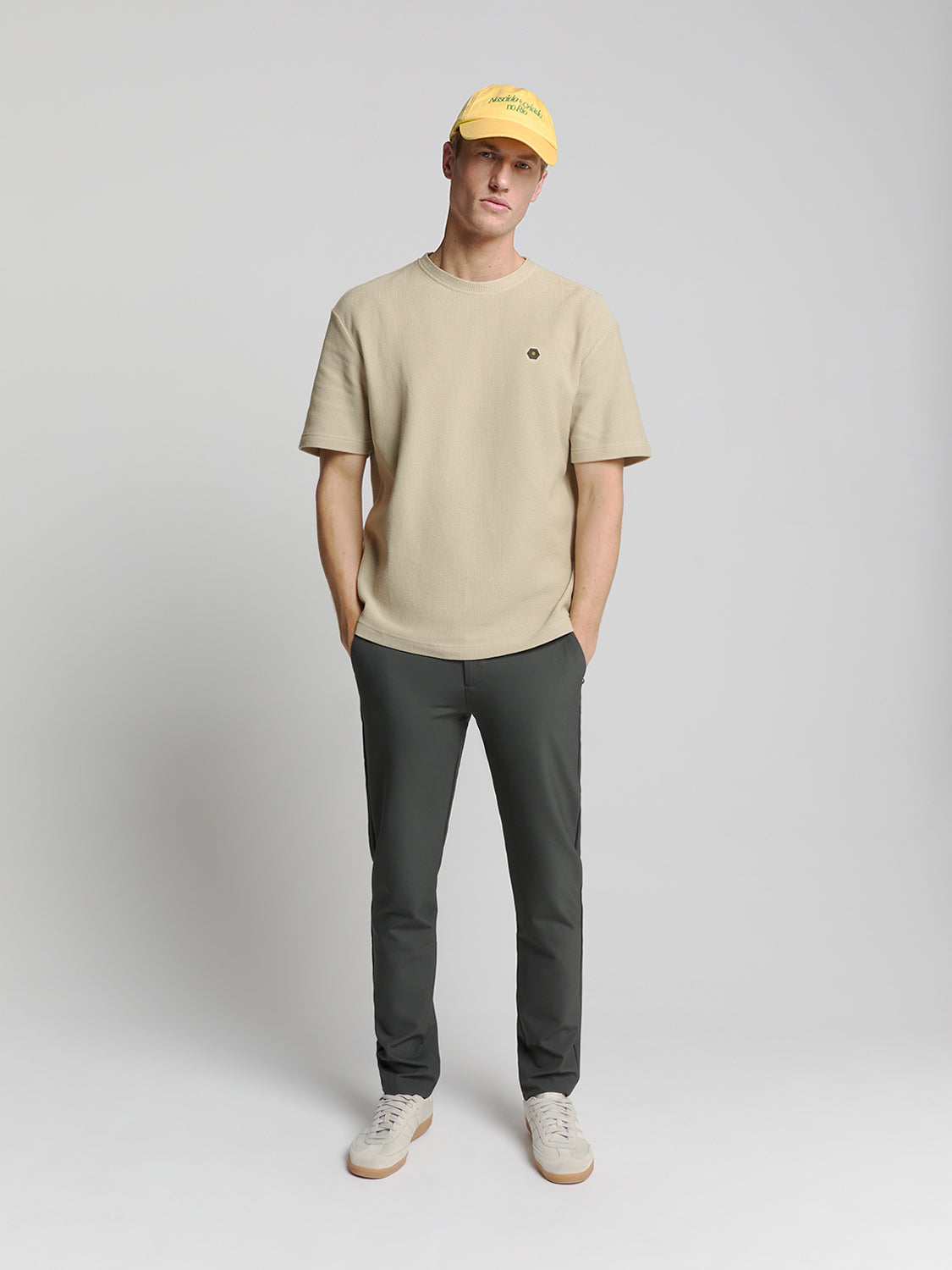 Jacquard crewneck T-shirt | Sand