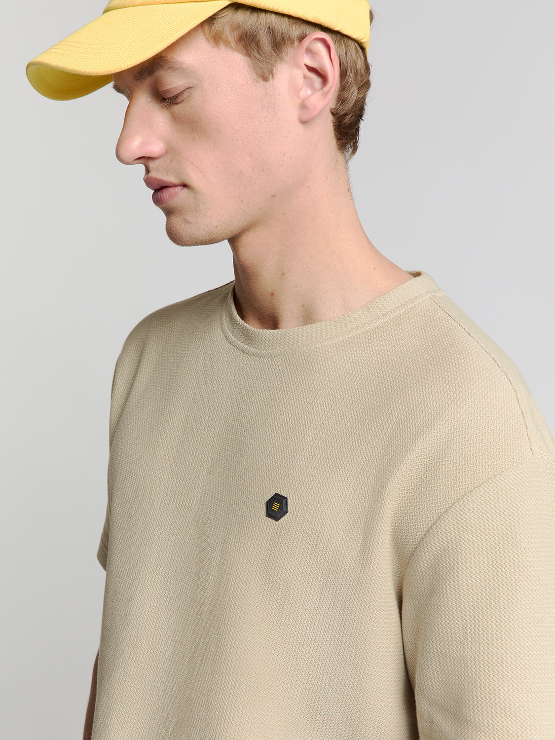 Jacquard crewneck T-shirt | Sand