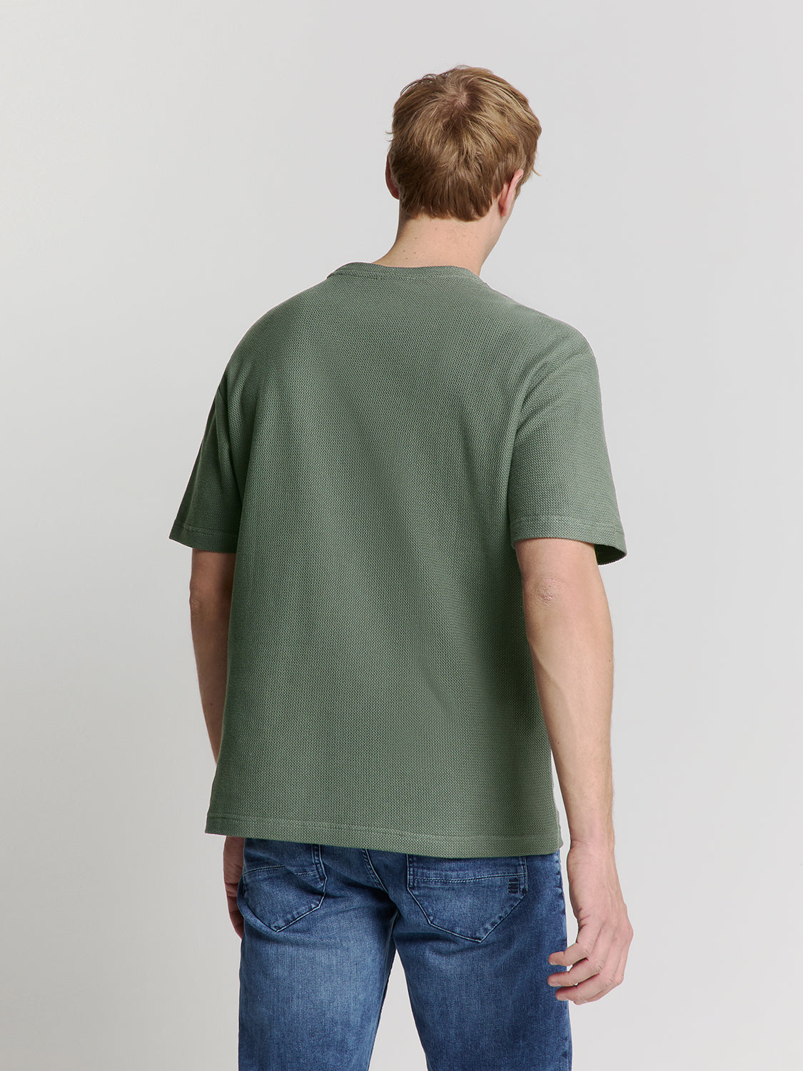 Jacquard crewneck T-shirt | Dark Steel