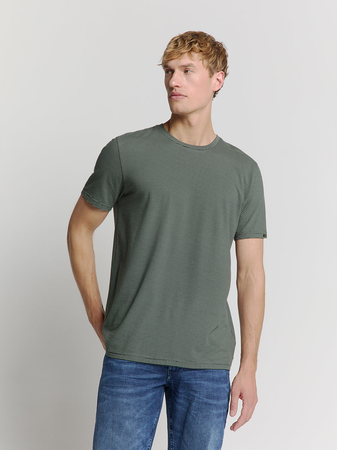 Striped crewneck T-shirt | Dark Steel