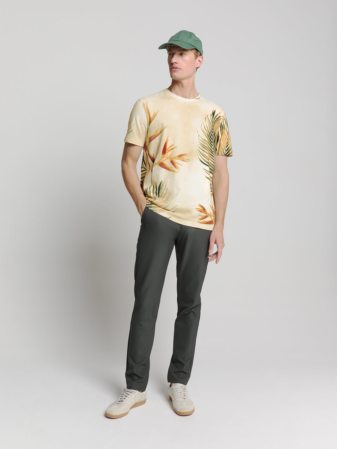Printed crewneck T-shirt | Sand