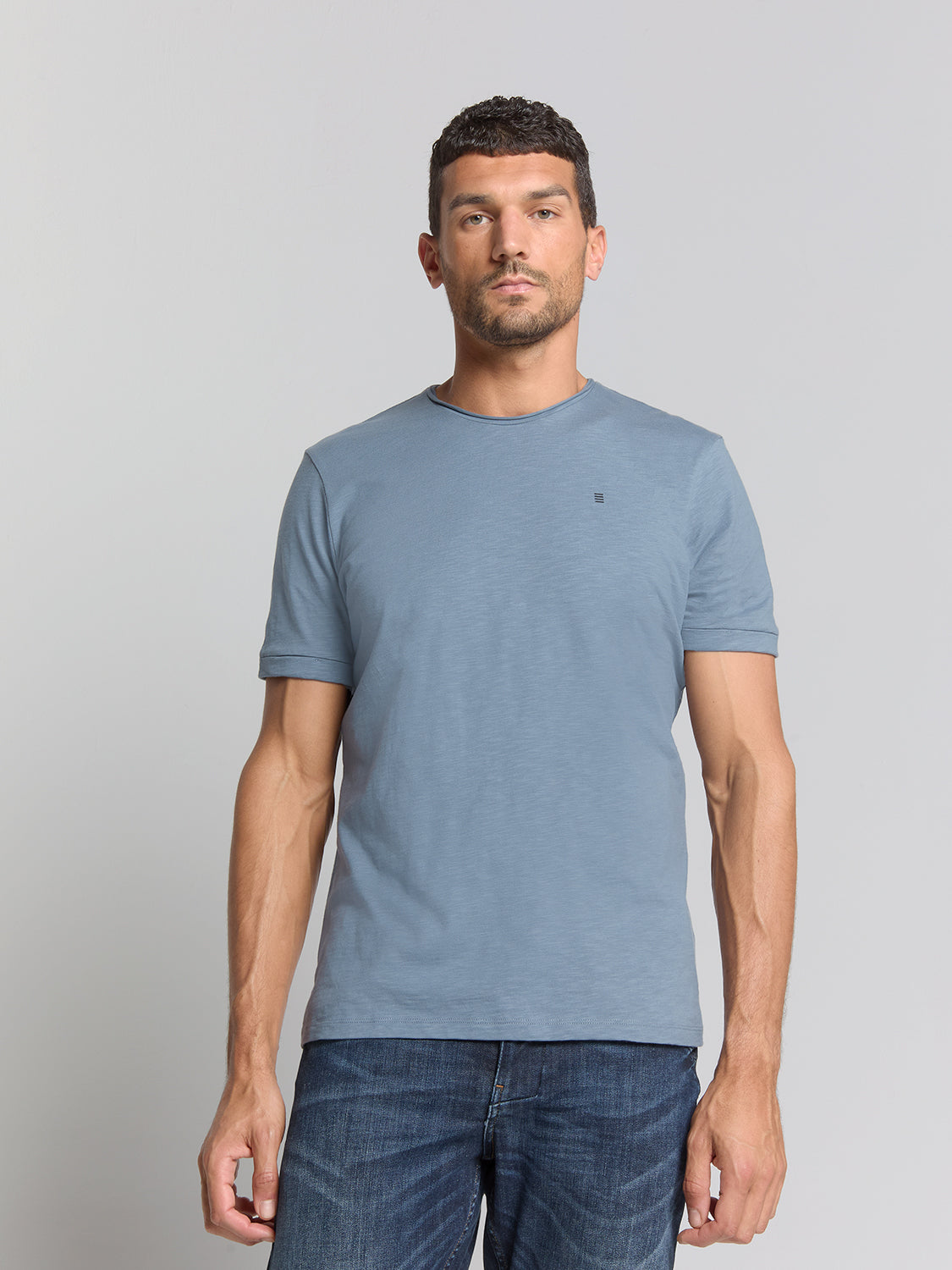 Crewneck t-shirt | Washed Blue