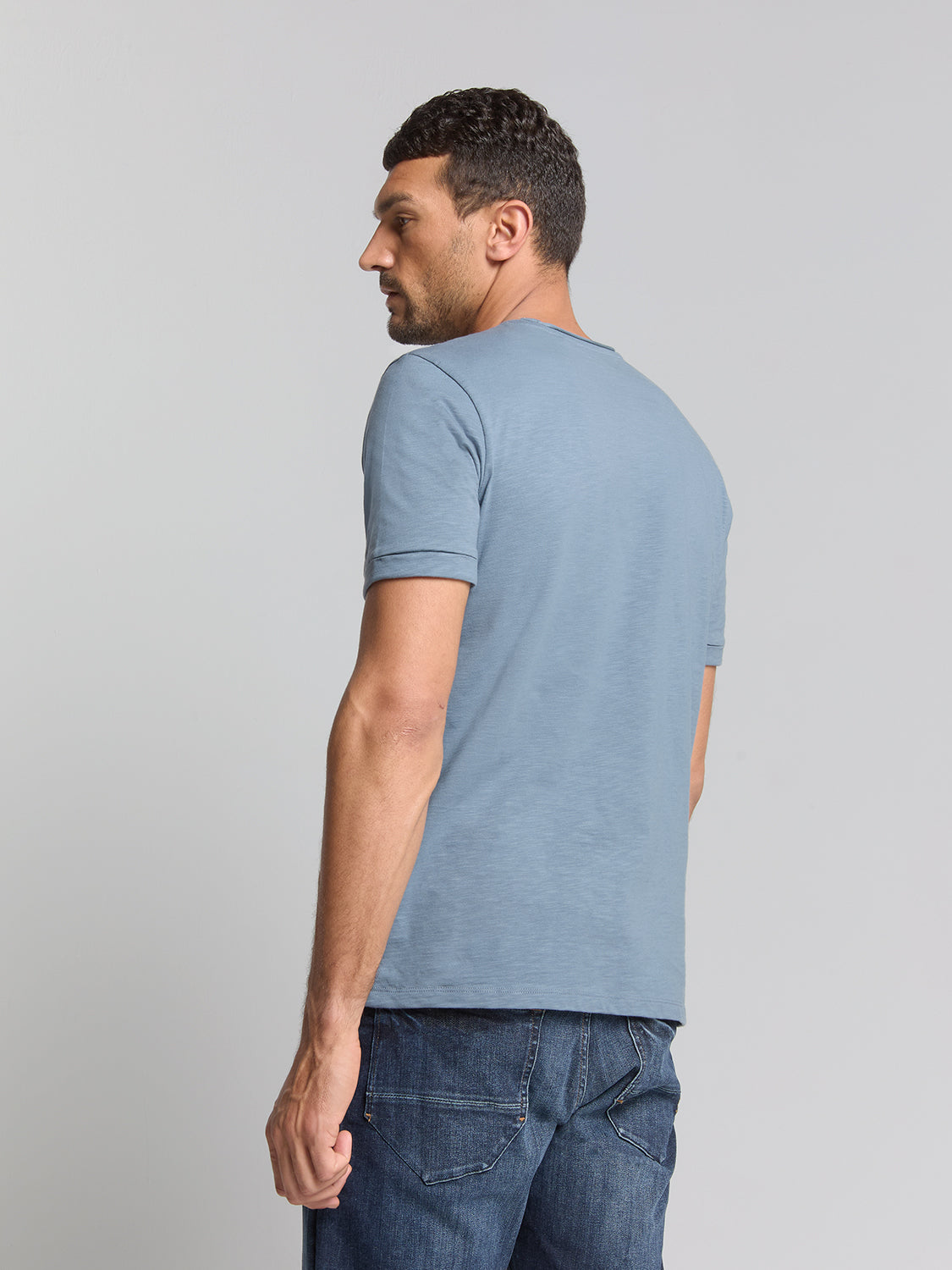 Crewneck t-shirt | Washed Blue