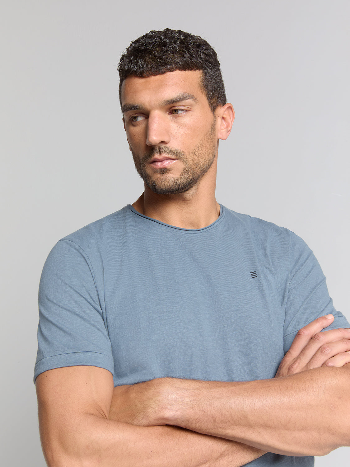 Crewneck t-shirt | Washed Blue