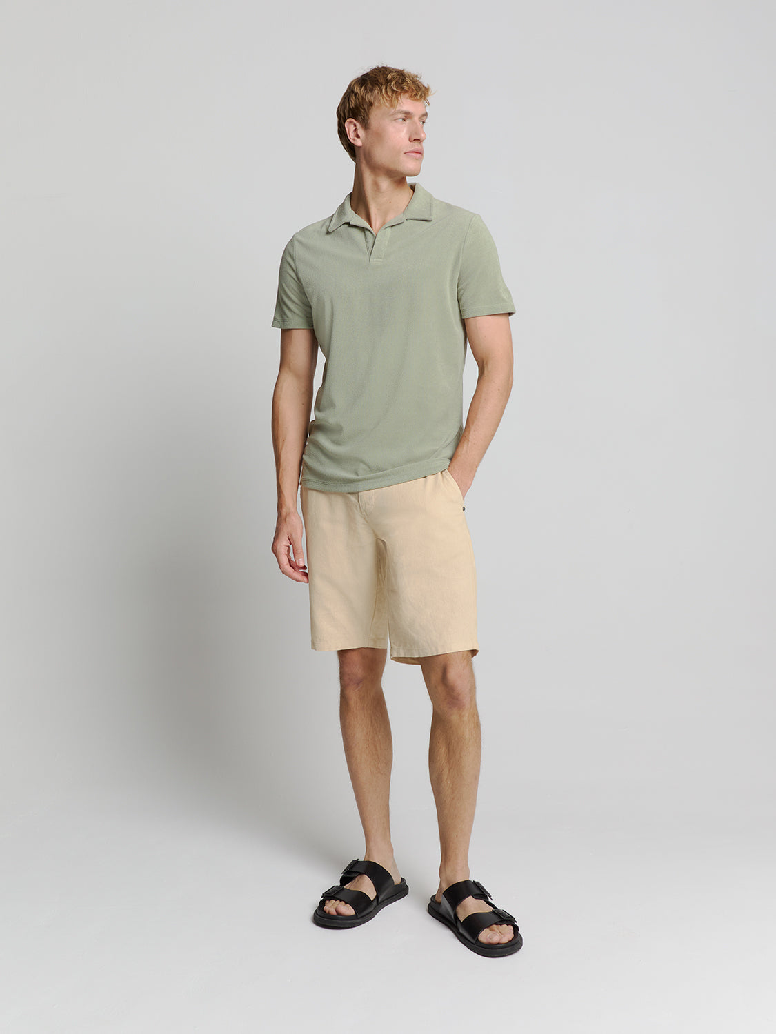 Terry knit poloshirt | Smoke