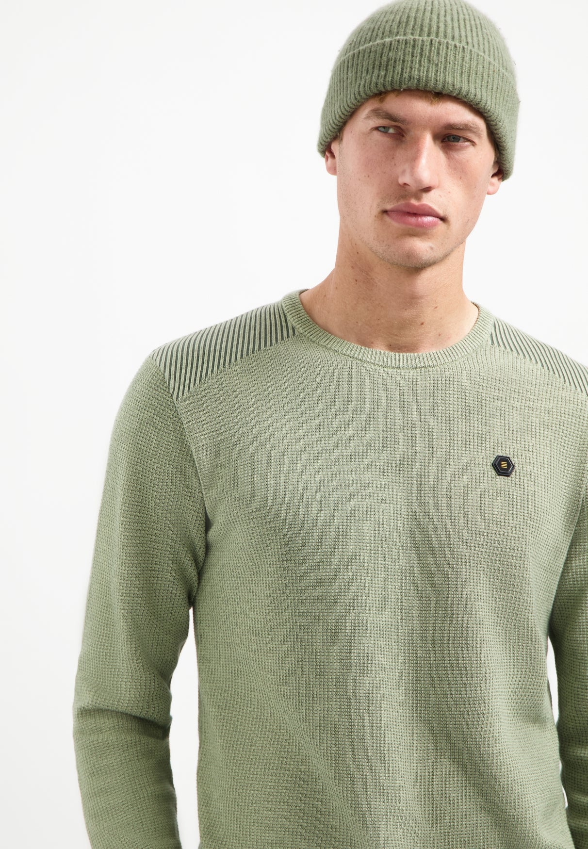 Shoulder rib jumper | Light Moss