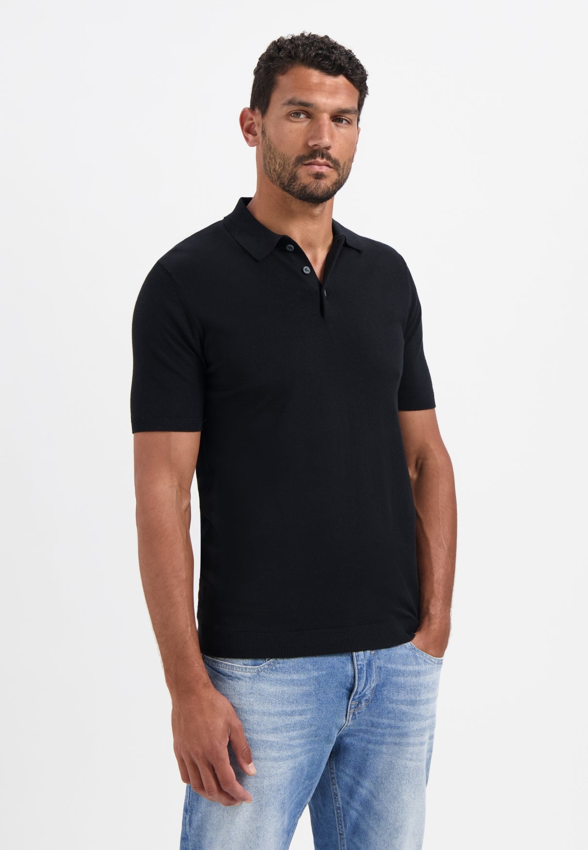 Knitted polo | Black