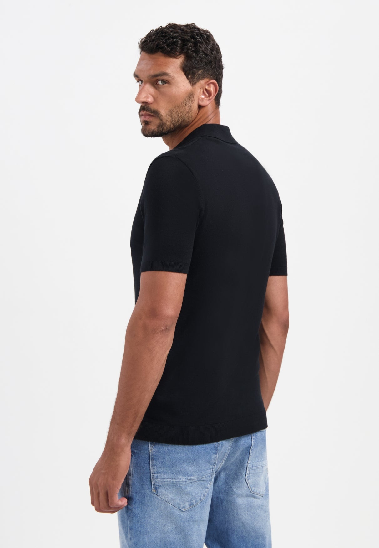 Knitted polo | Black