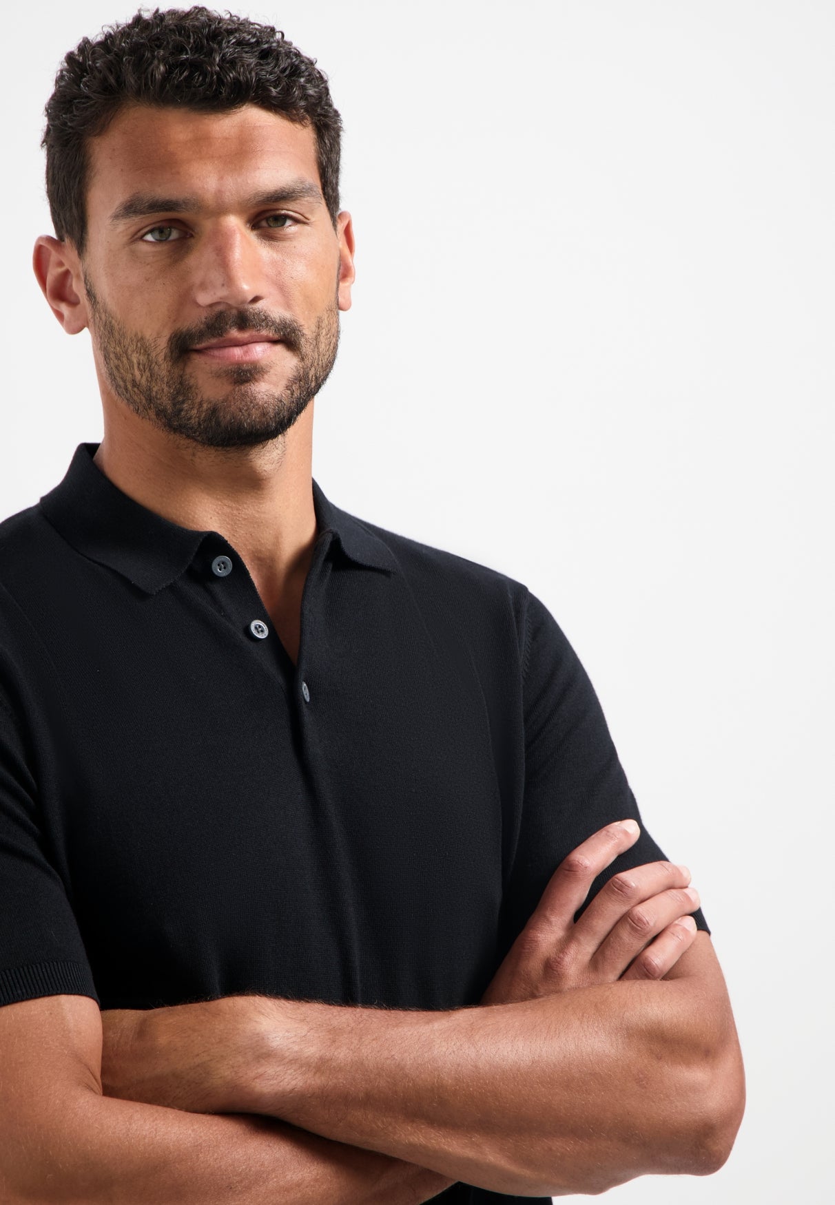 Knitted polo | Black