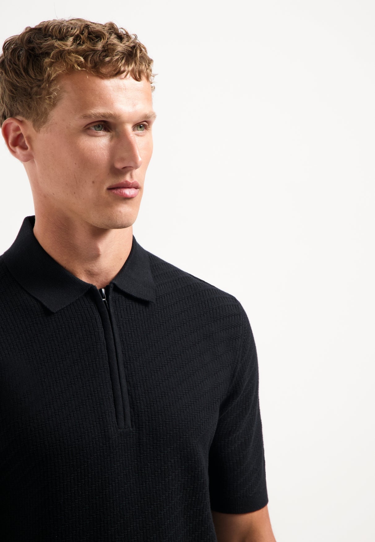 Half-zip knitted polo | Black