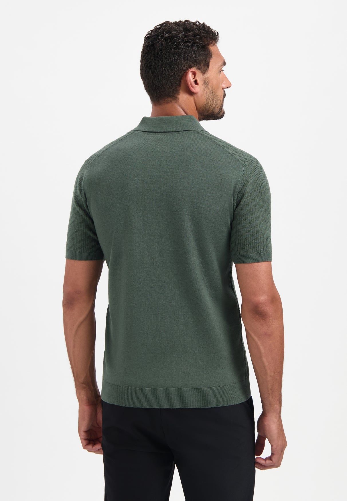 Half-zip knitted polo | Dark Green