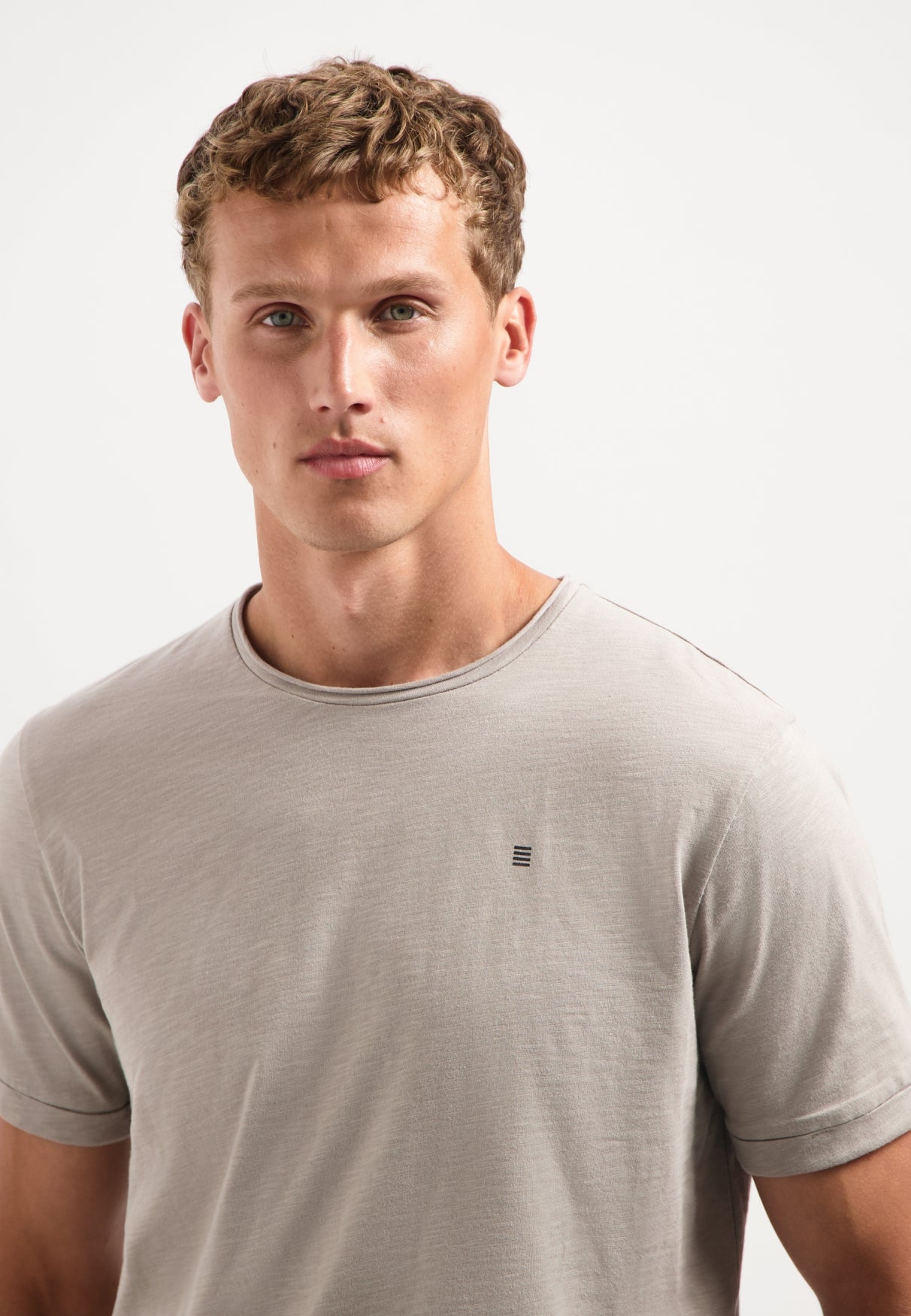 Slub crew neck T-shirt | Clay