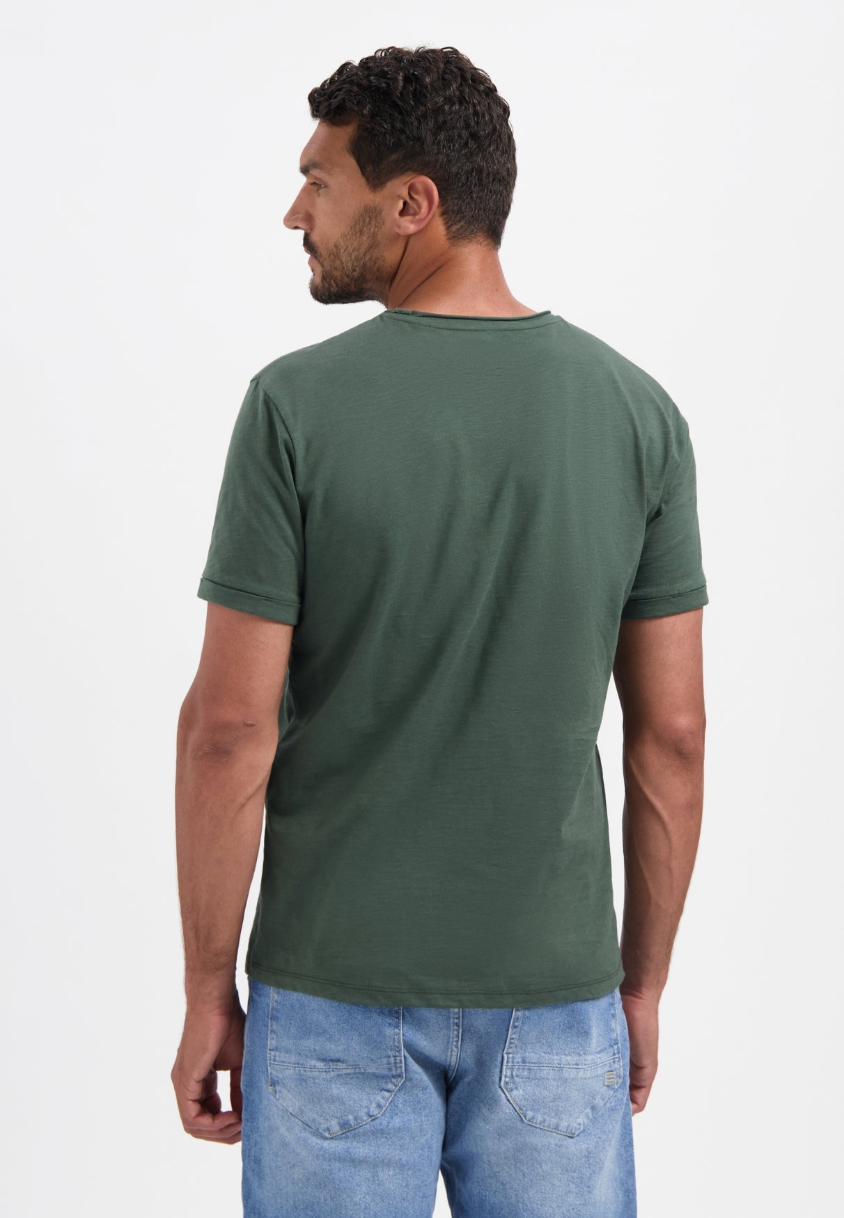 Slub crew neck T-shirt | Dark Green