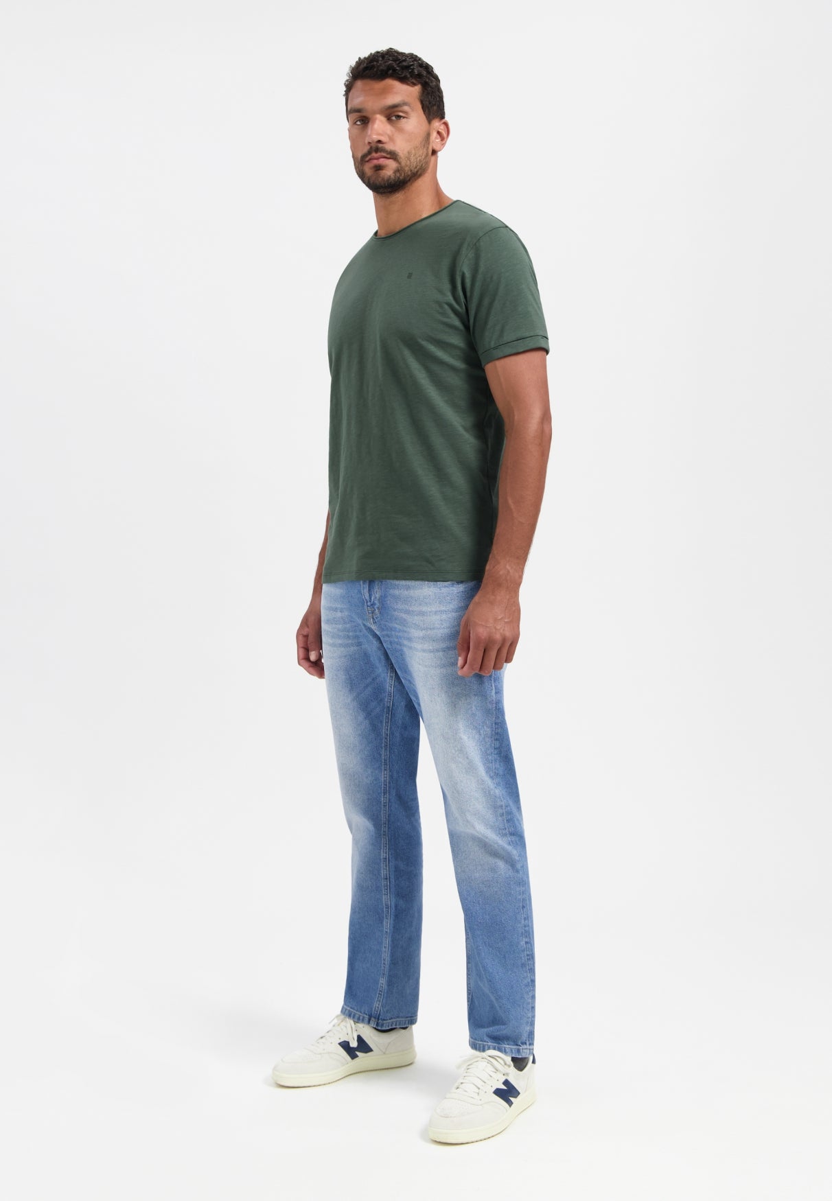 Slub crew neck T-shirt | Dark Green