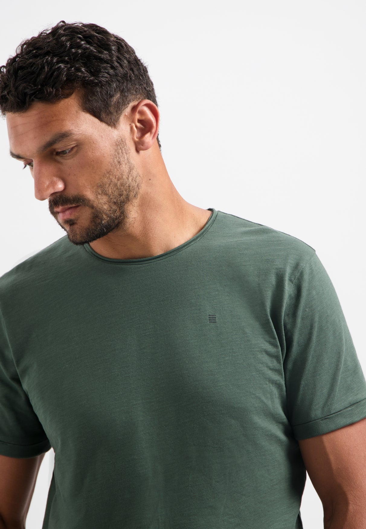Slub crew neck T-shirt | Dark Green