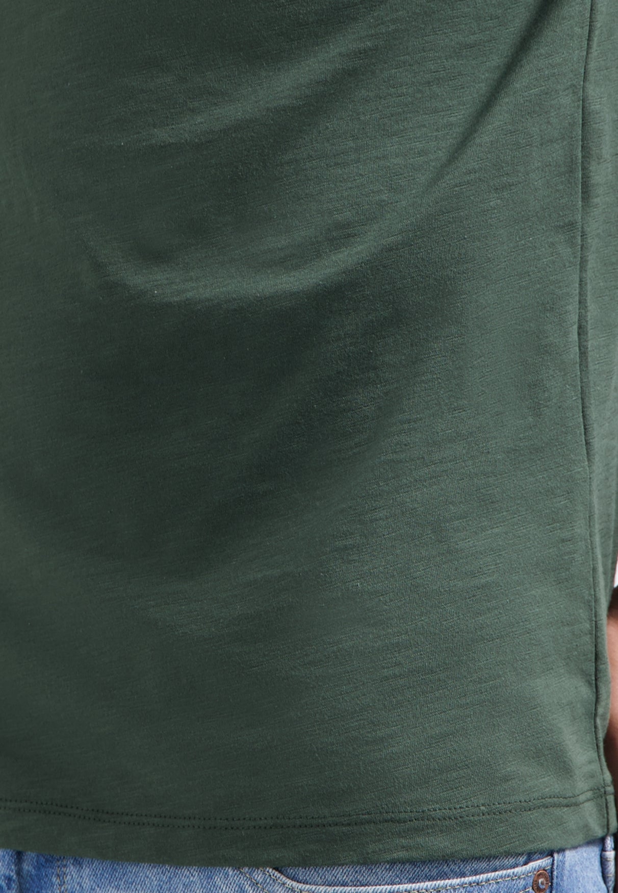 Slub crew neck T-shirt | Dark Green