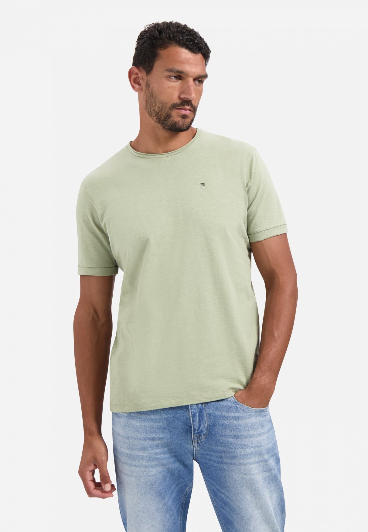 Slub crew neck T-shirt | Light Moss