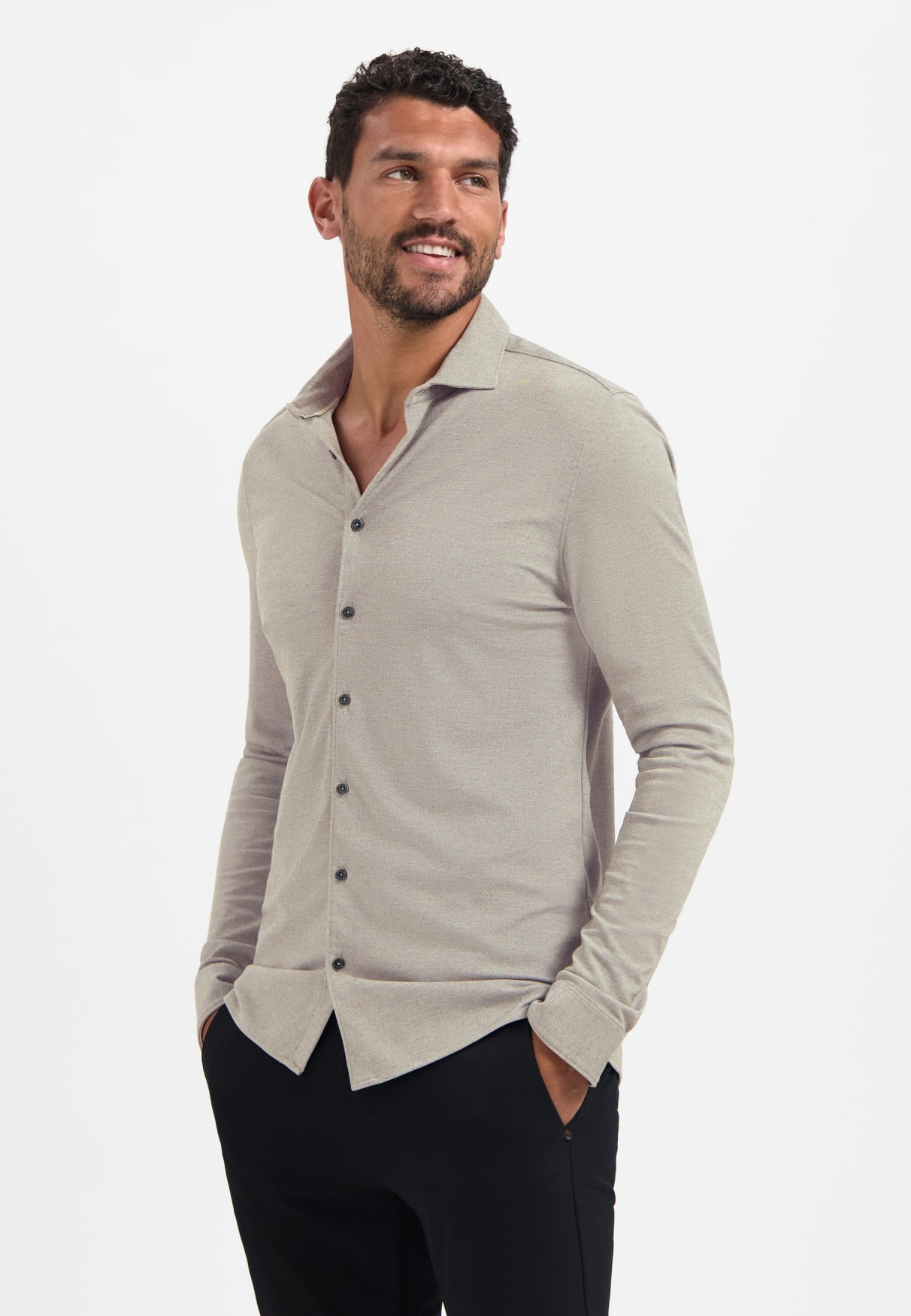 Melange jersey shirt | Clay