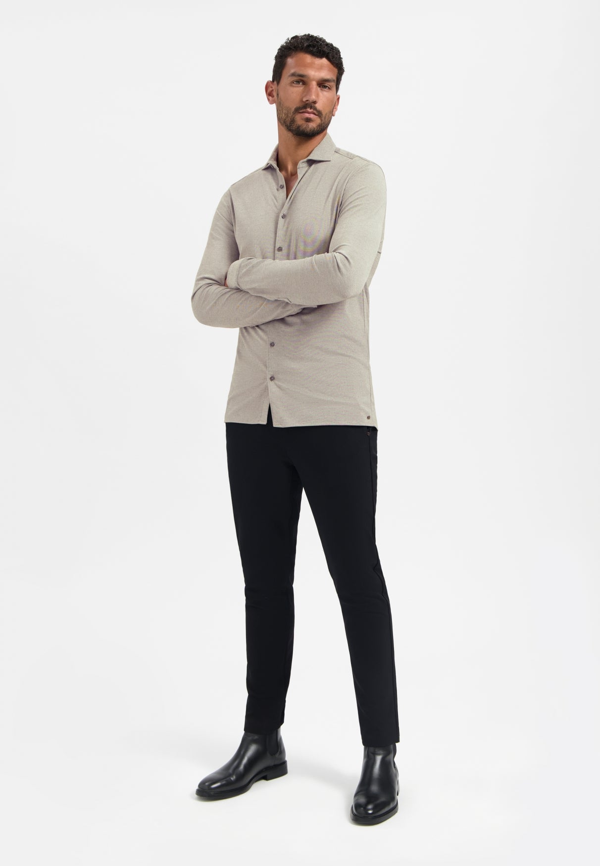 Melange jersey shirt | Clay