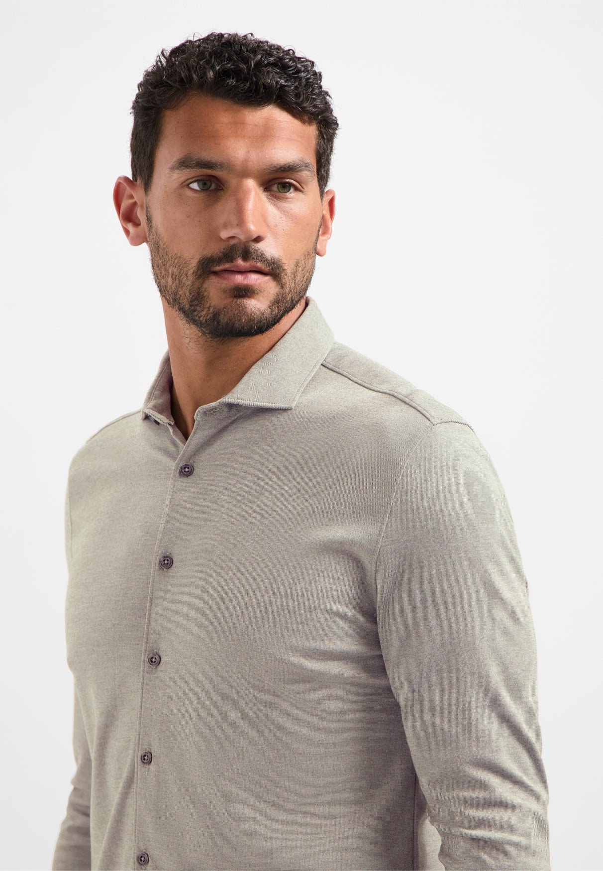 Melange jersey shirt | Clay