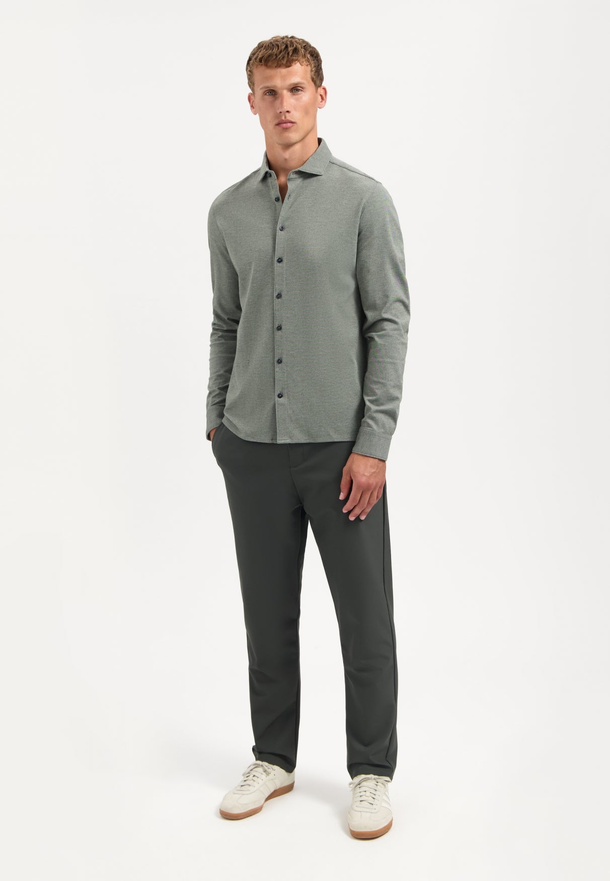 Melange jersey shirt | Dark Green