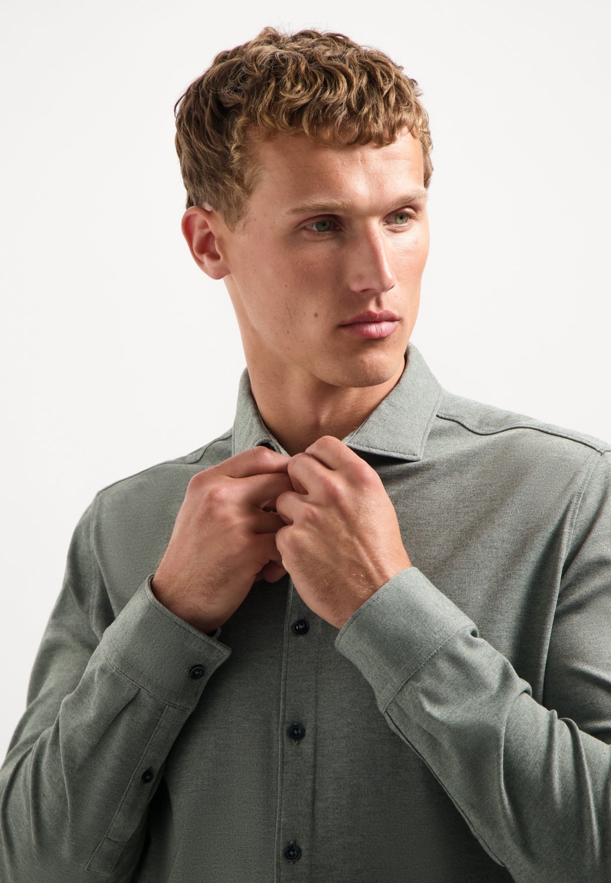 Melange jersey shirt | Dark Green