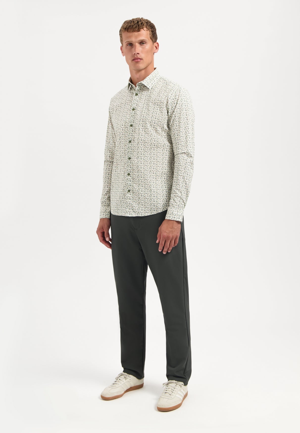 Printed stretch shirt | Dark Green
