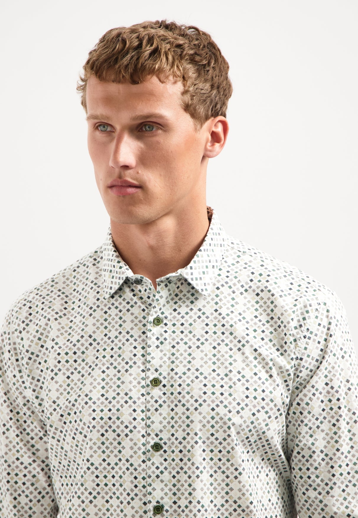 Printed stretch shirt | Dark Green
