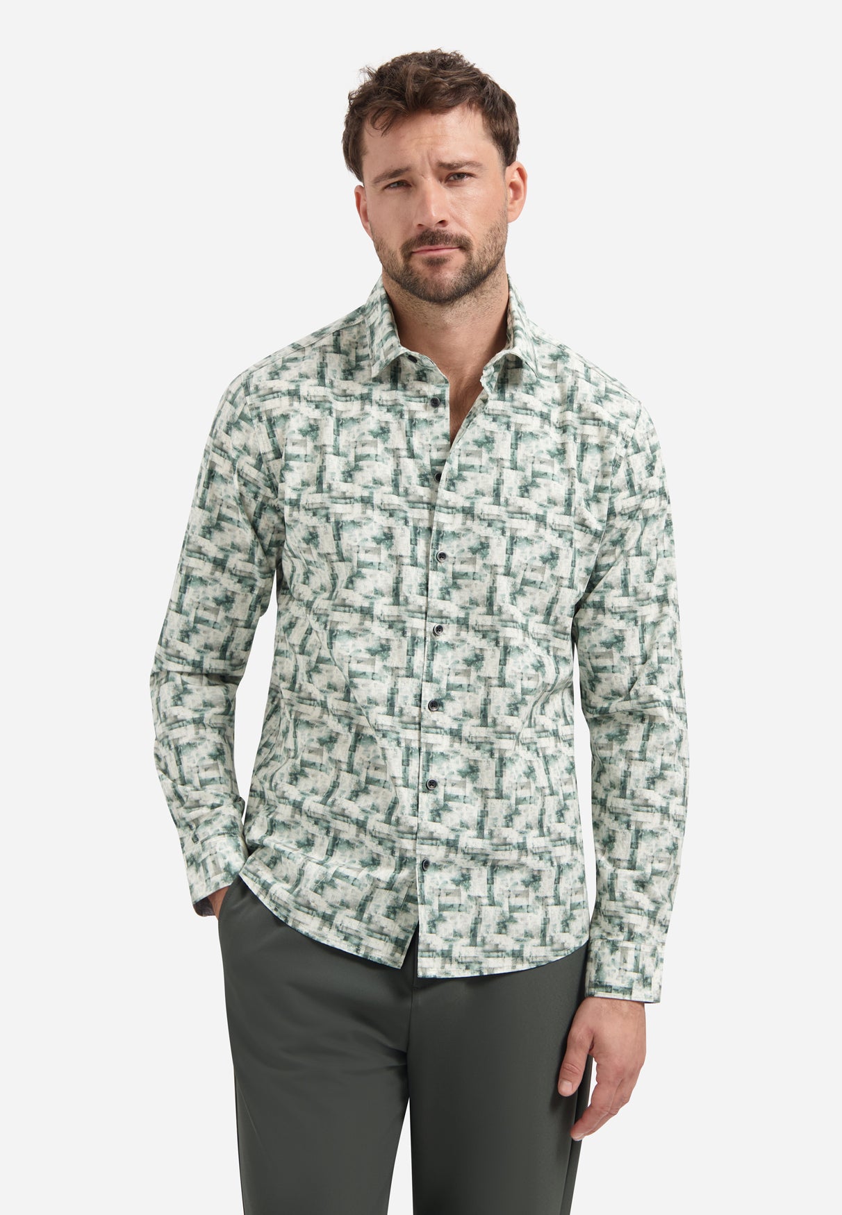 Printed stretch shirt | Seablue