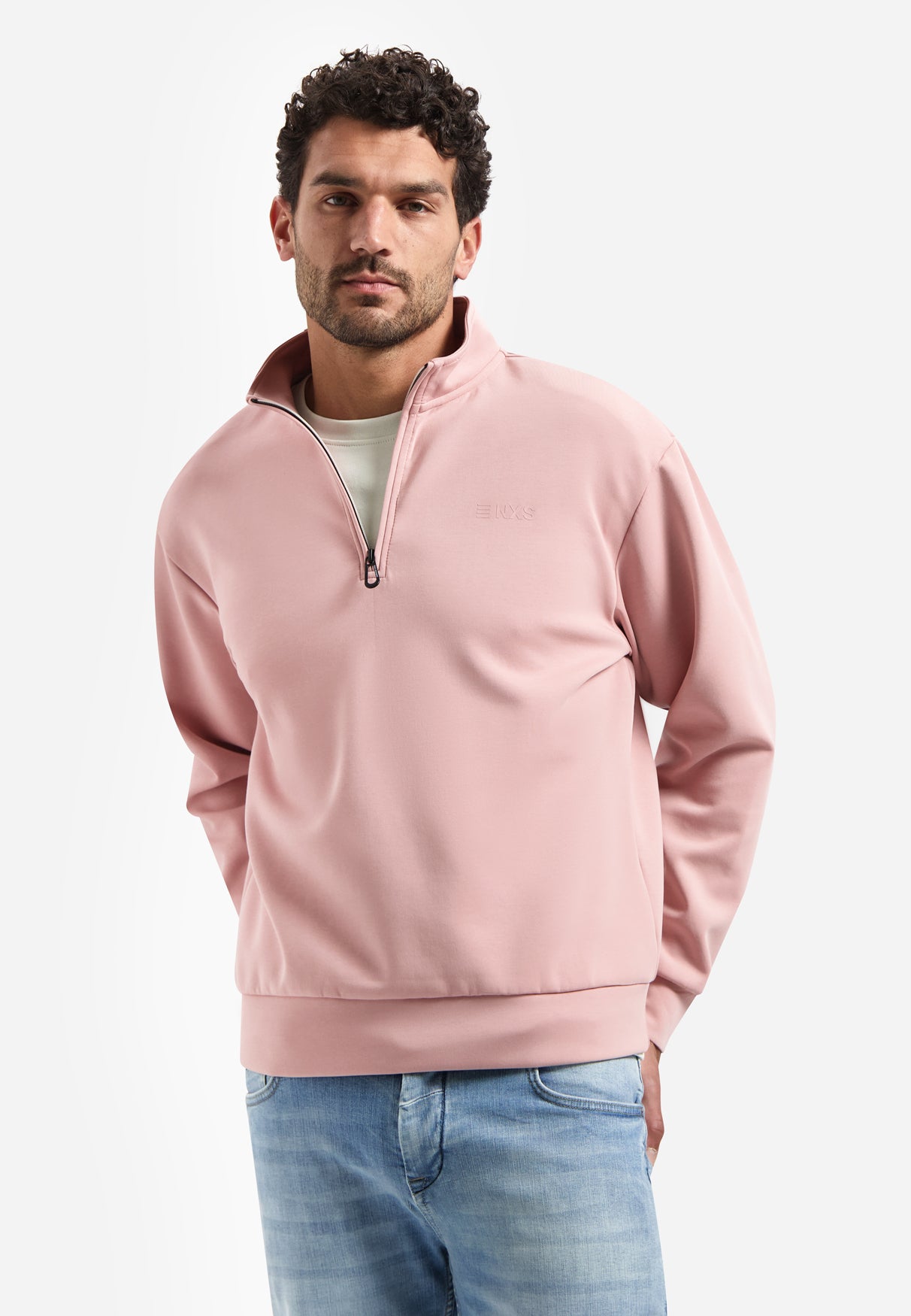 Pullover mit halbem Reißverschluss | Light Mauve