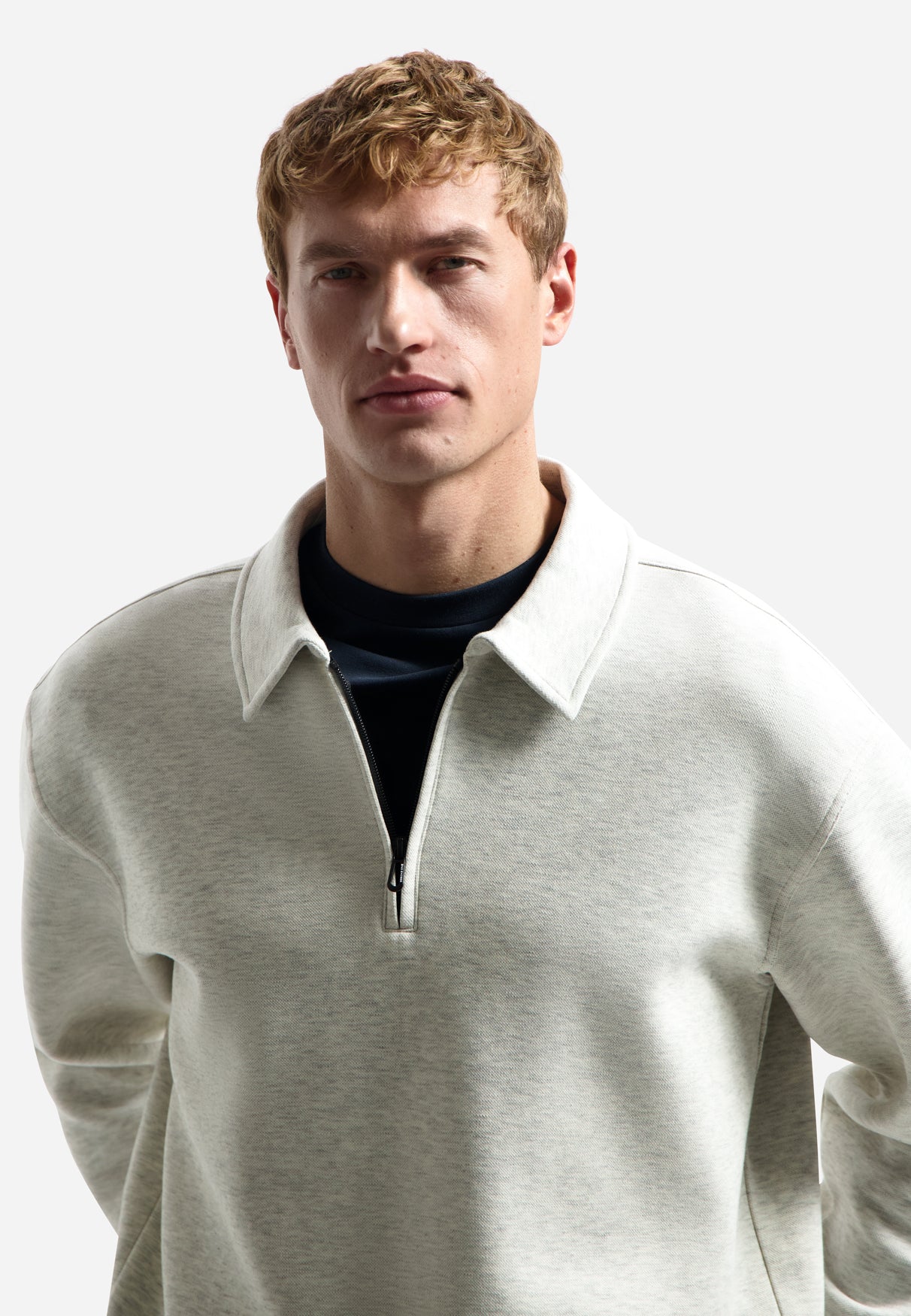 Polo sweater with half-zip | Kit Melange
