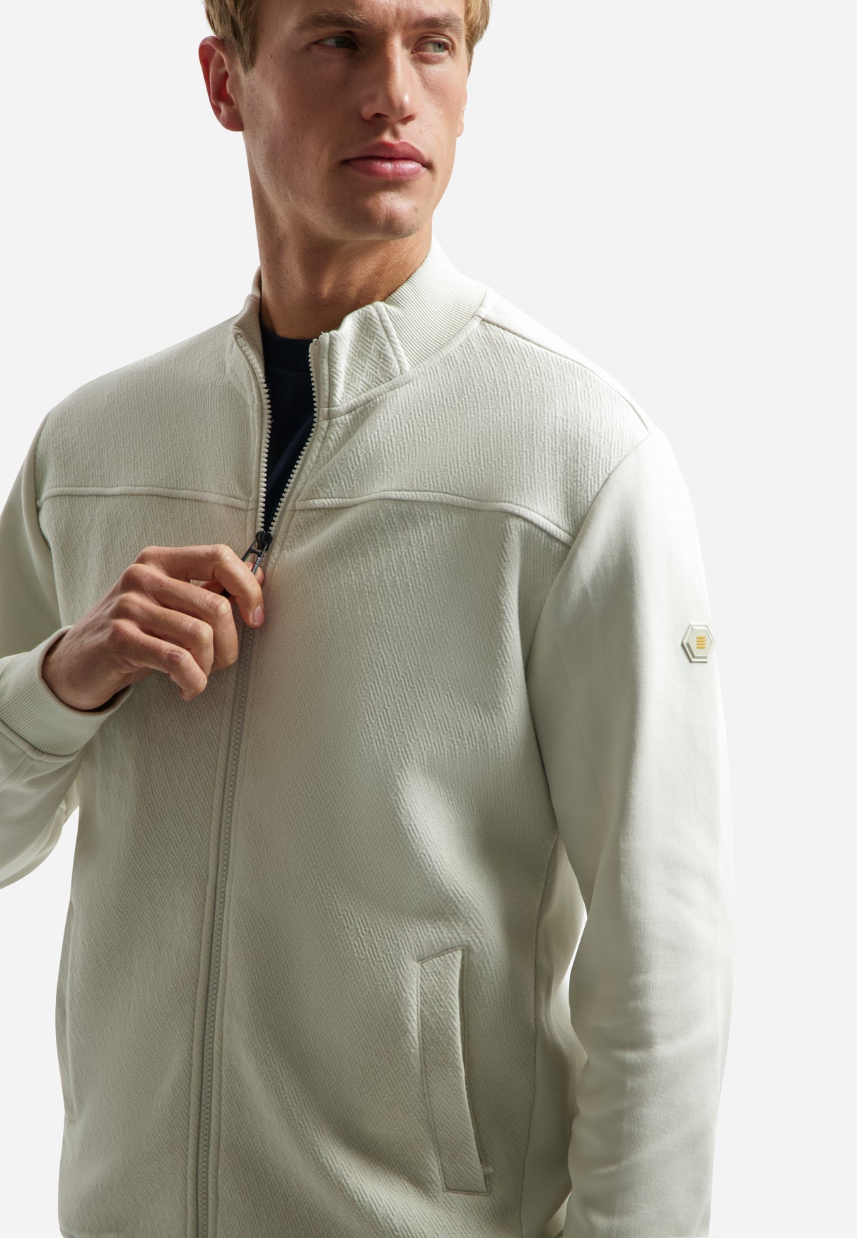 Sweat jacket with mixed textures | Kit