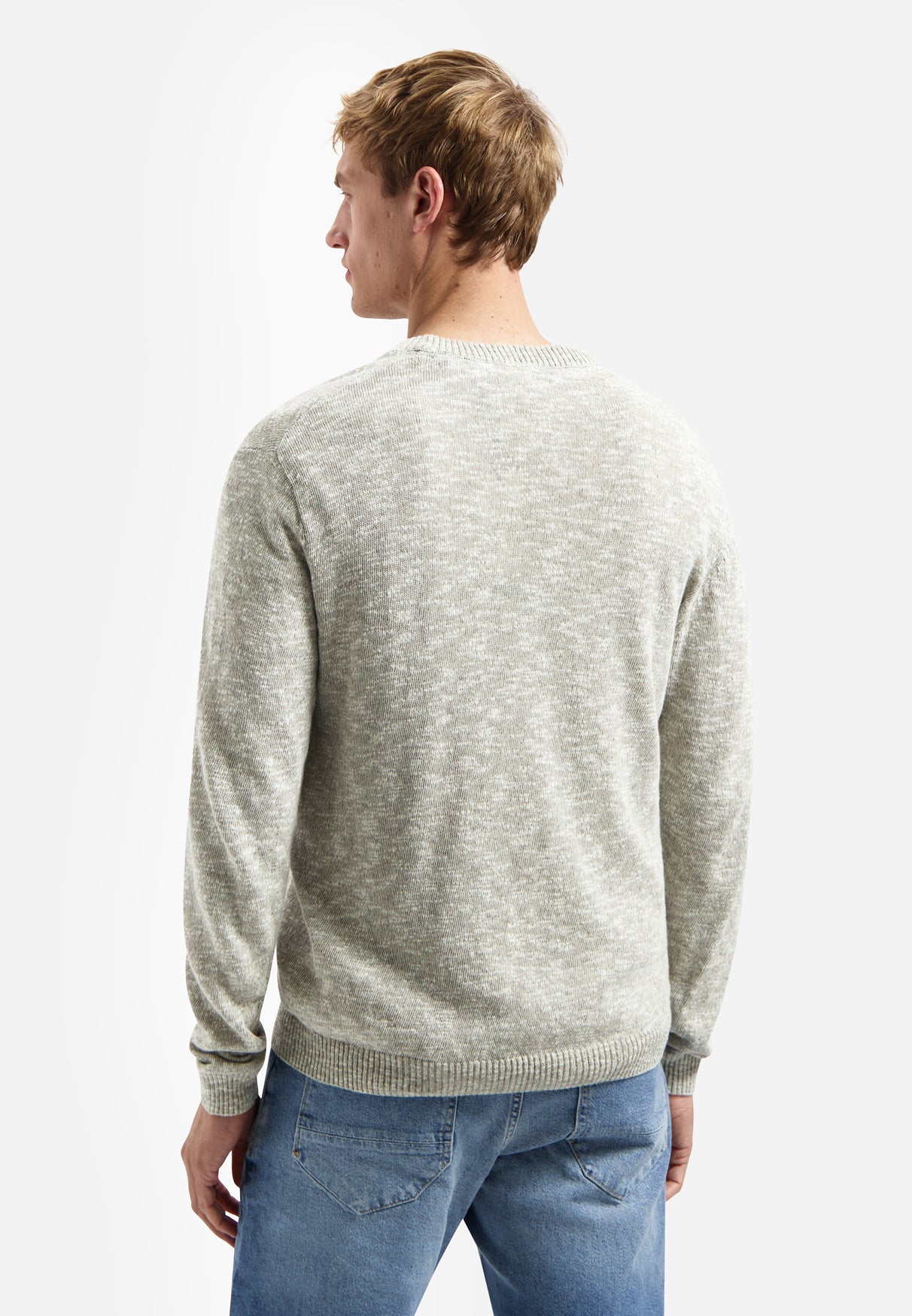 Melange-Slub-Pullover | Taupe