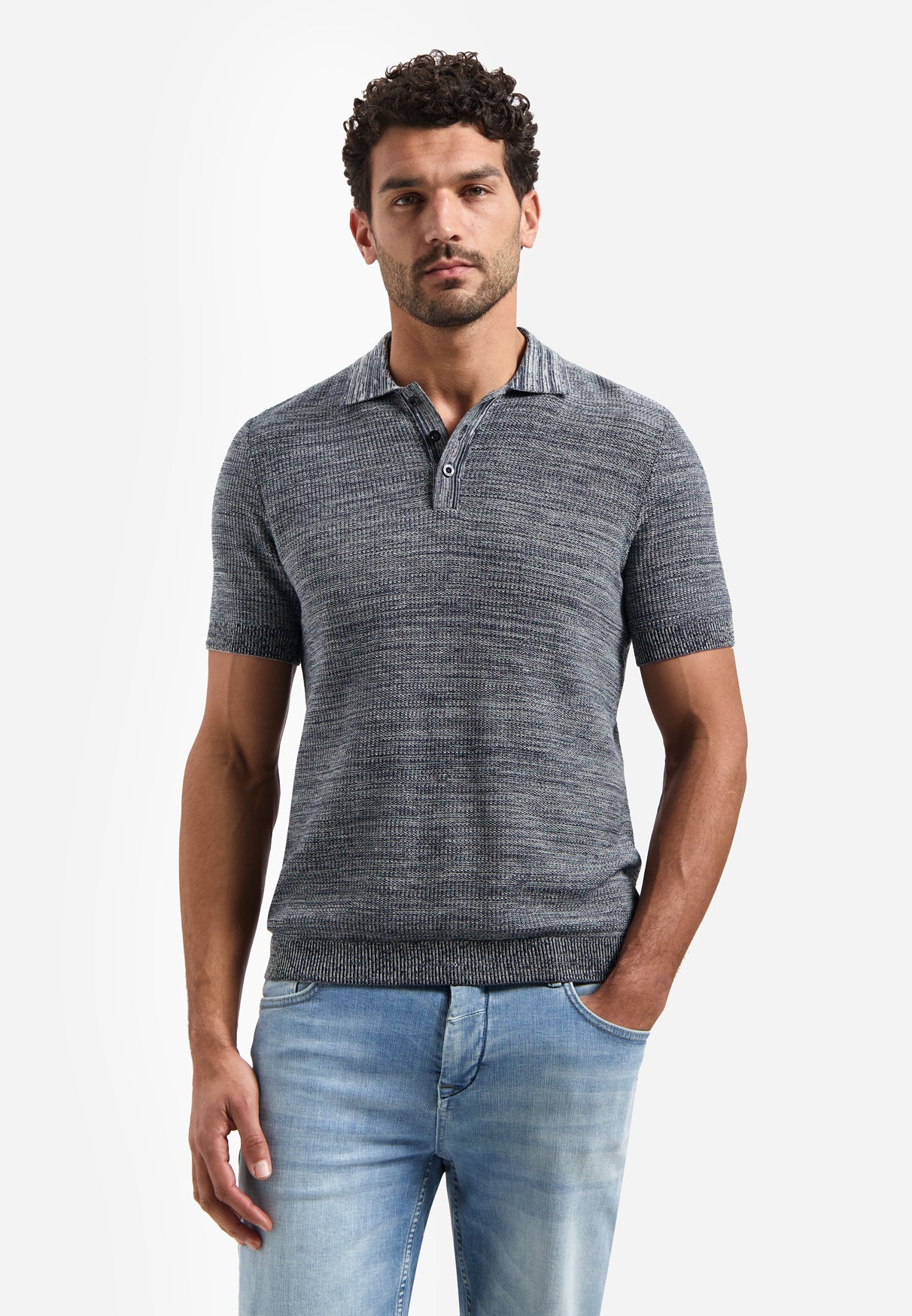 Knitted polo shirt | Night