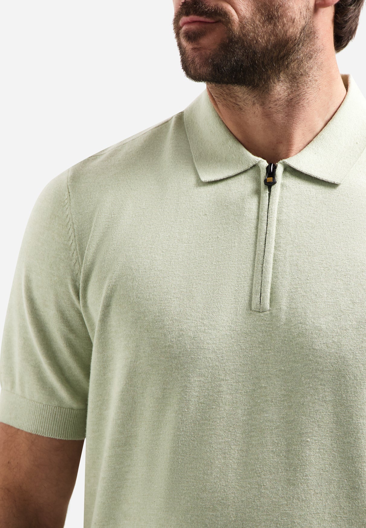 Knitted polo shirt with half-zip | Green