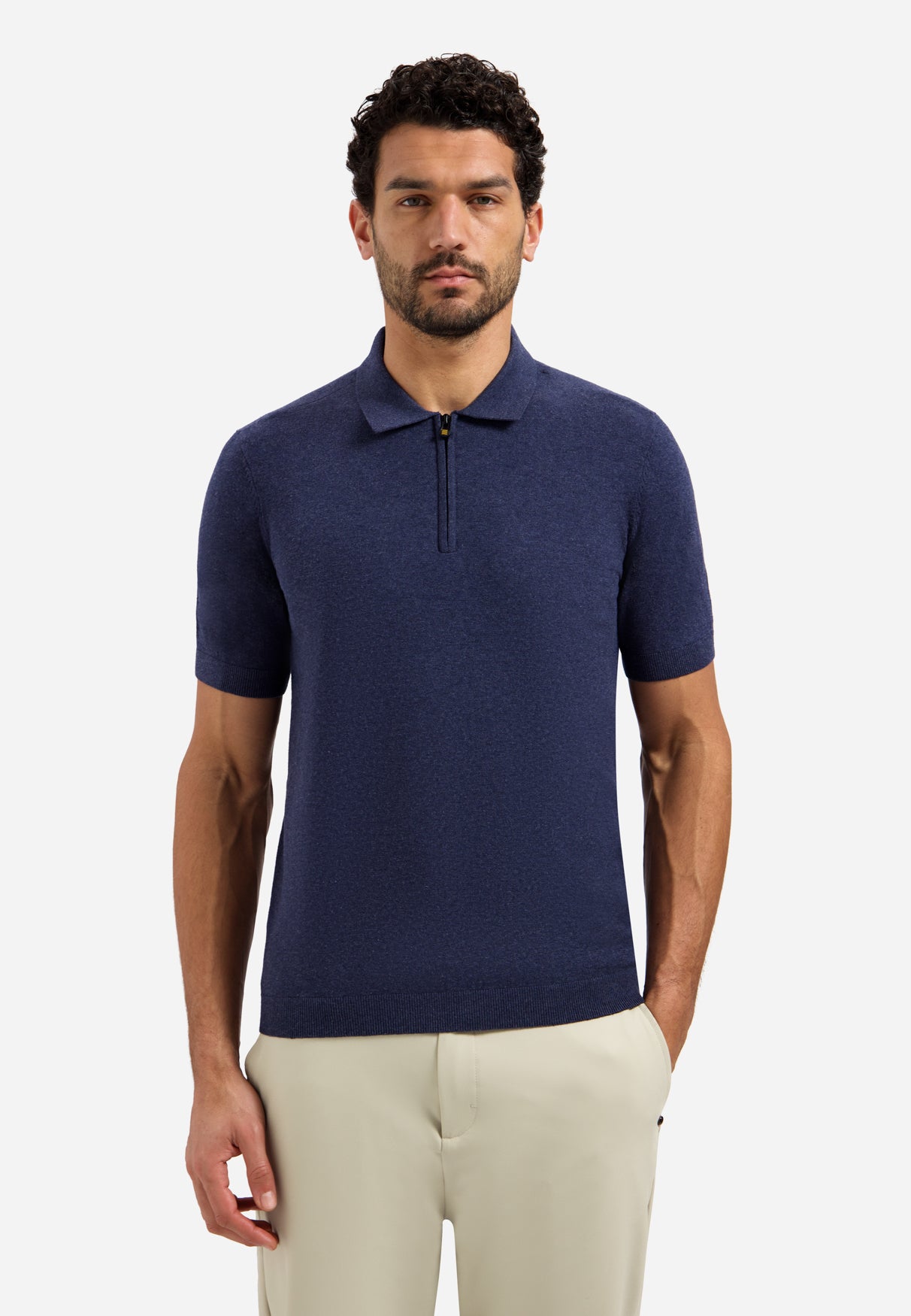 Poloshirt aus Strick mit halbem Reißverschluss | Night