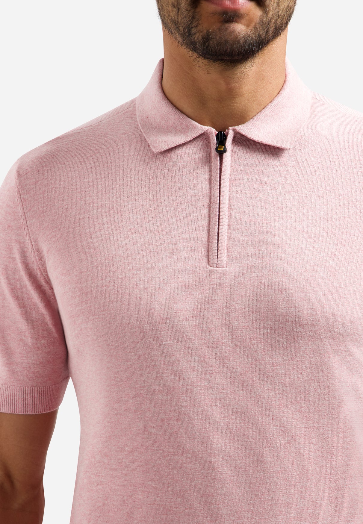 Poloshirt aus Strick mit halbem Reißverschluss | Light Mauve
