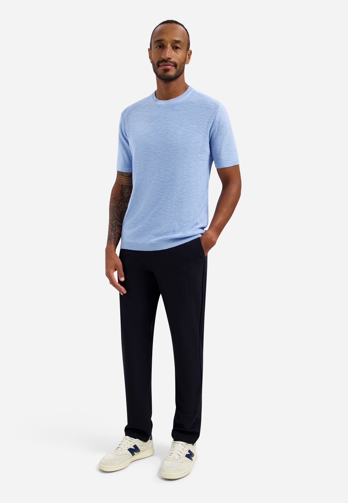 Knitted slub T-shirt | Blue