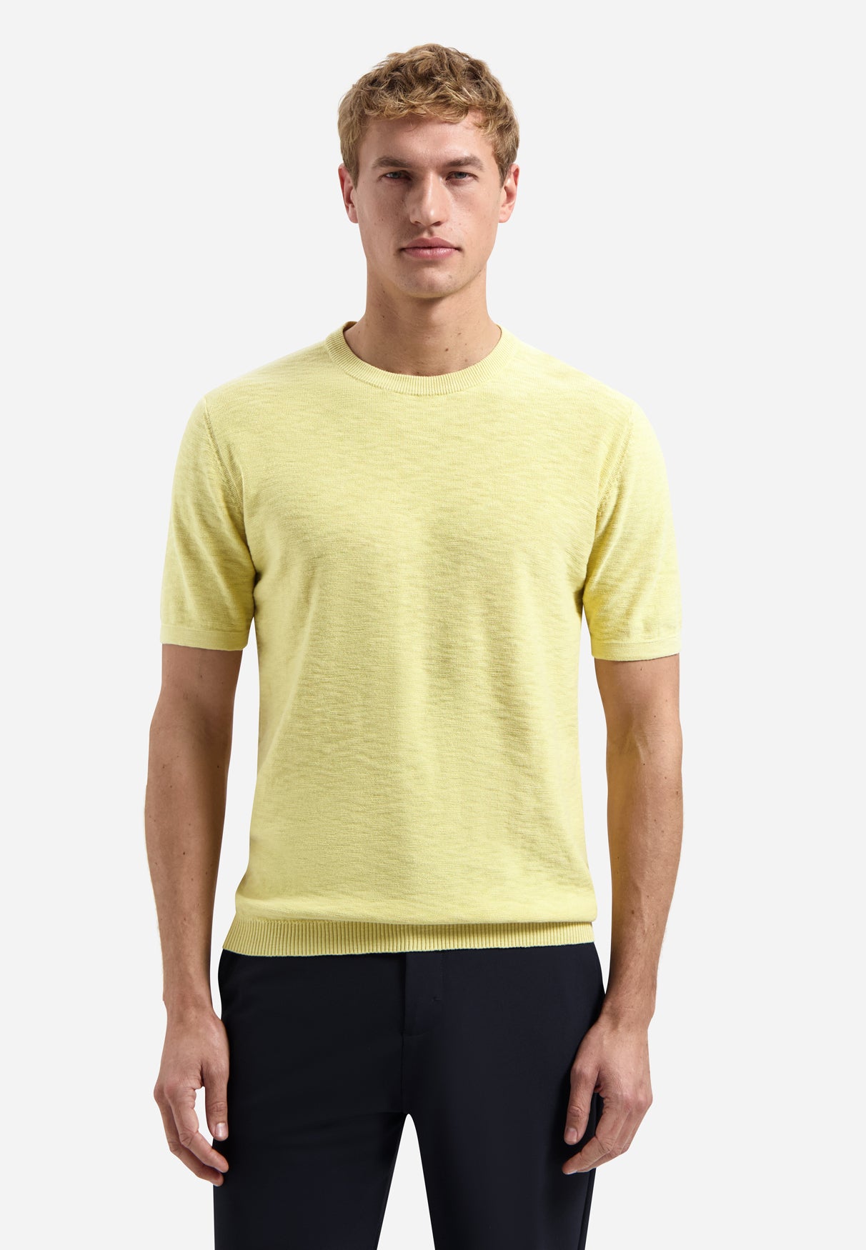 Knitted slub polo shirt with buttons | Yellow