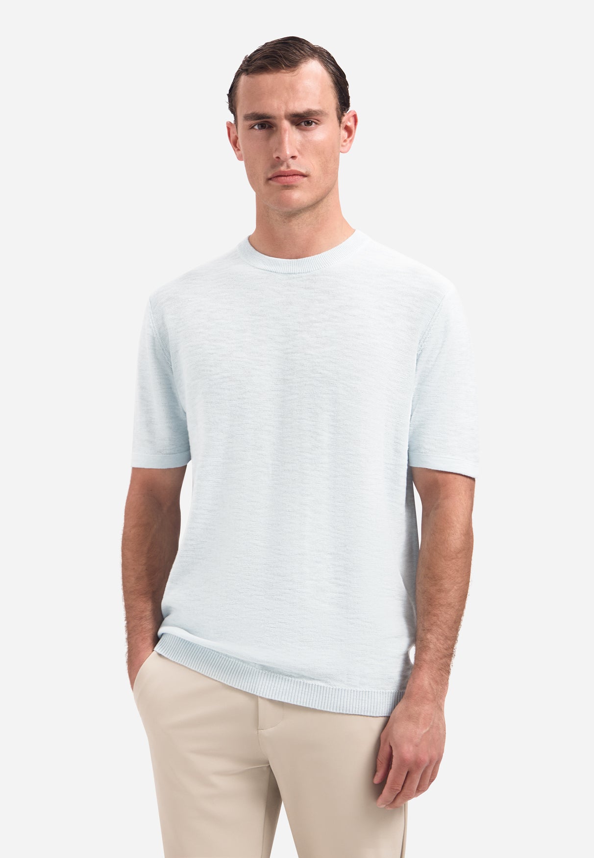 Strick-Slub-T-Shirt | Sky